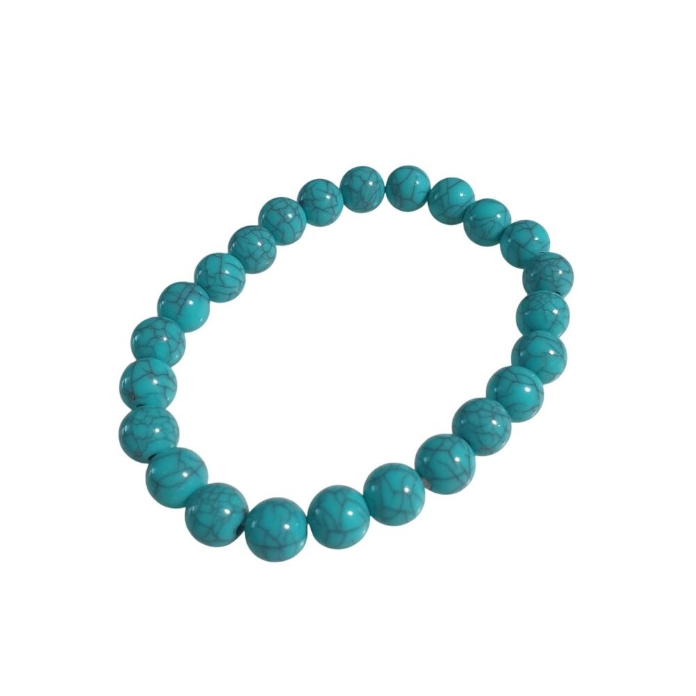 Blue Beaded Stretch Bracelet Elastic Strand 8mm Stone Jewelry Elegant & Durable